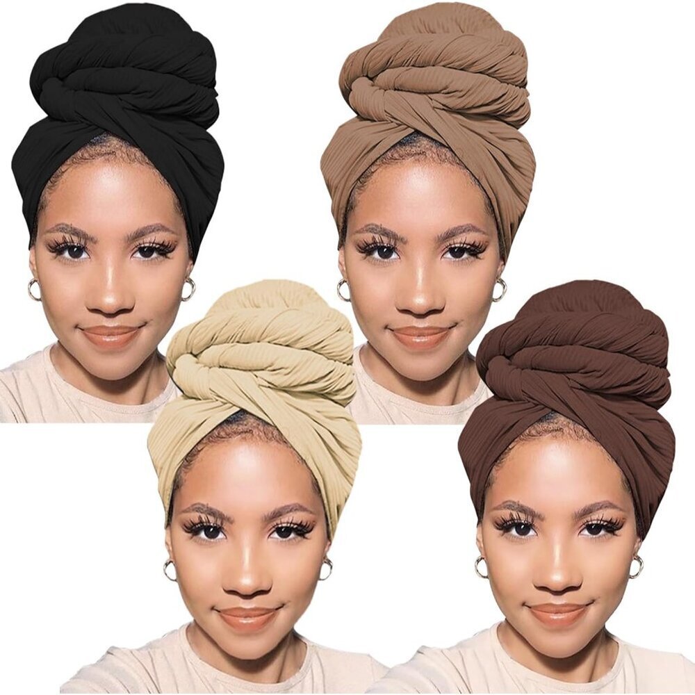 Head Wraps for Black Women African Lightweigt Turban Scarves 4 Pack